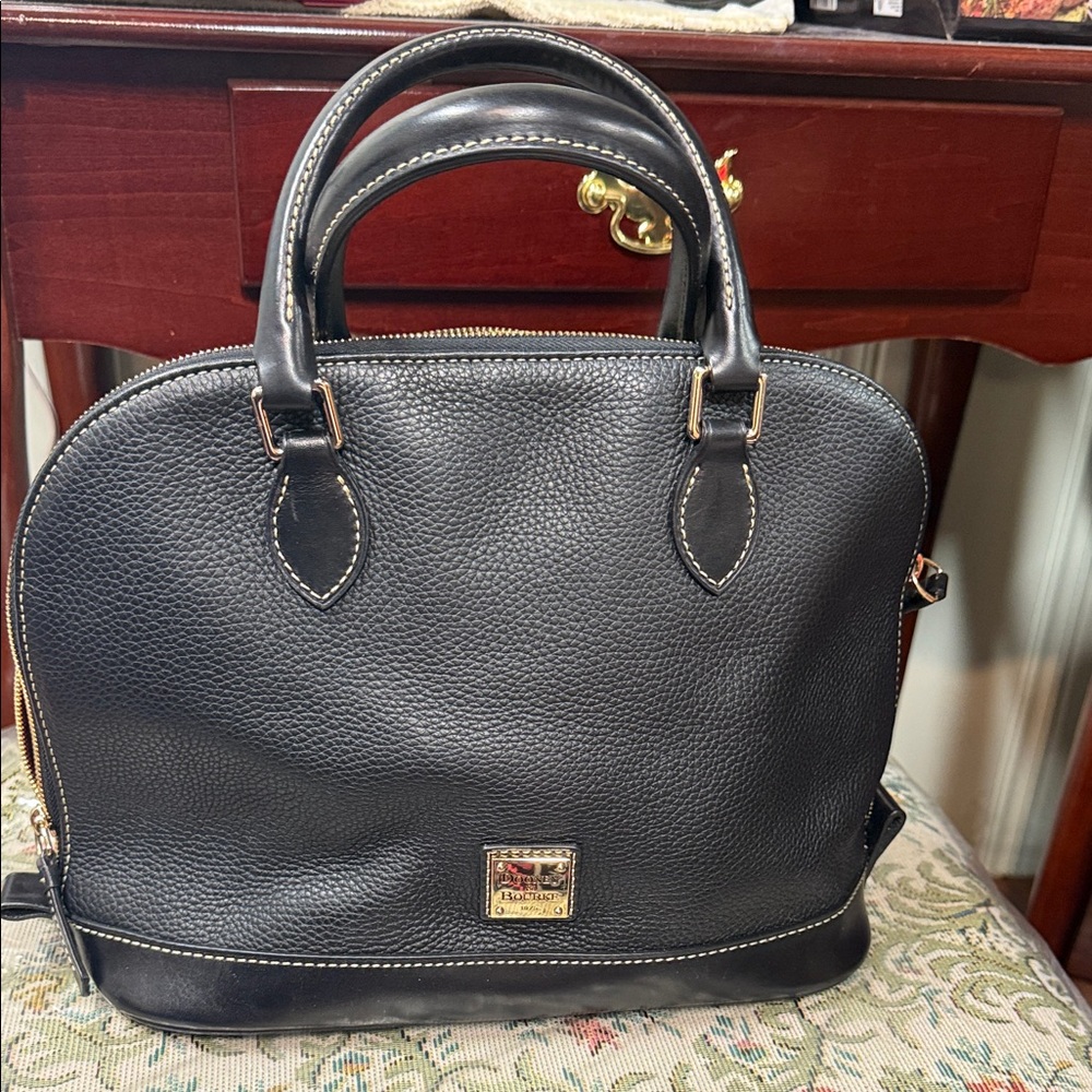 New/ Dooney & Bourke Black Pebble Leather Satchel